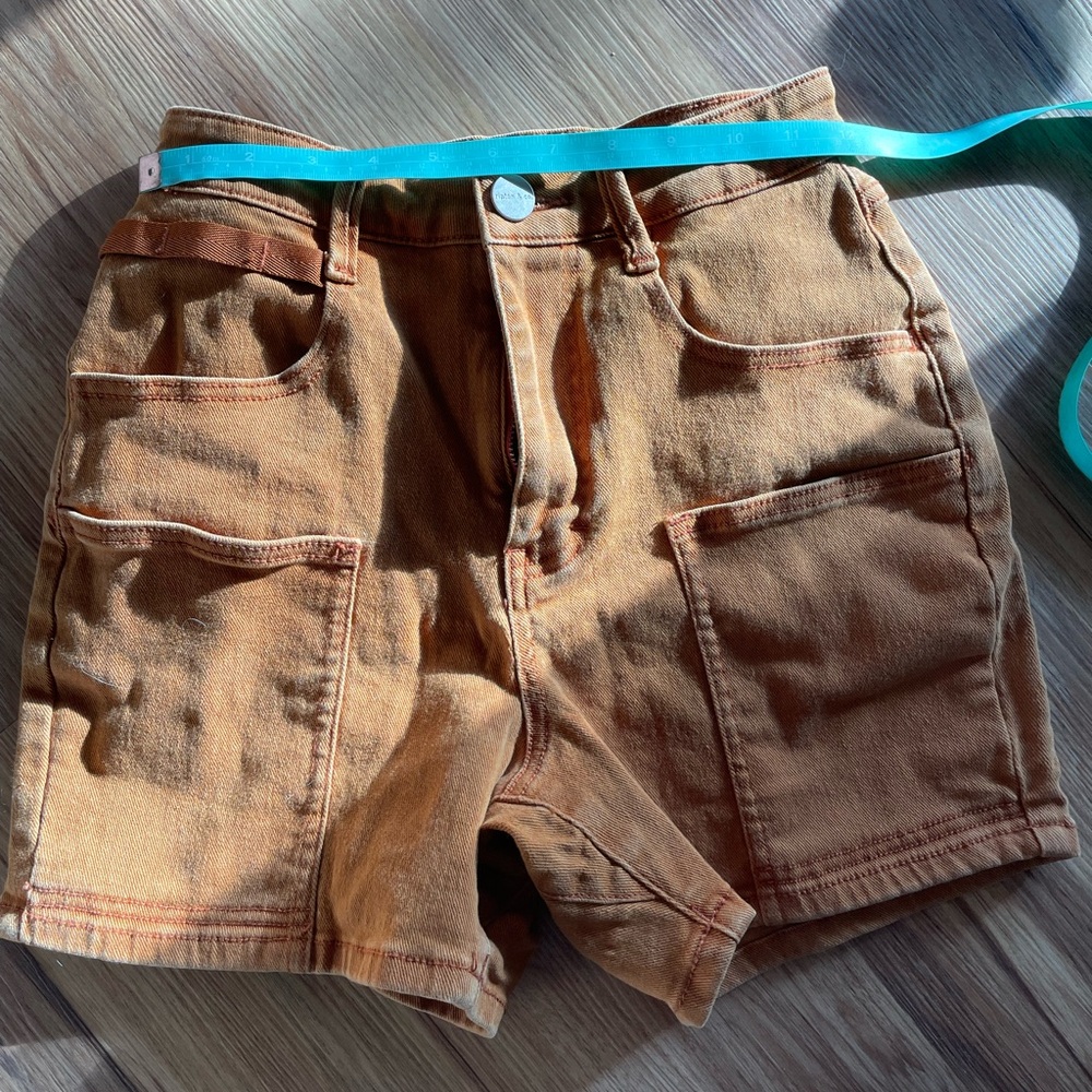 High-Waist Utility Shorts in Rust Orange - Women